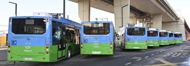 Električni autobusi Higer. Naselje Beograd na vodi. Januar 2022 godine.